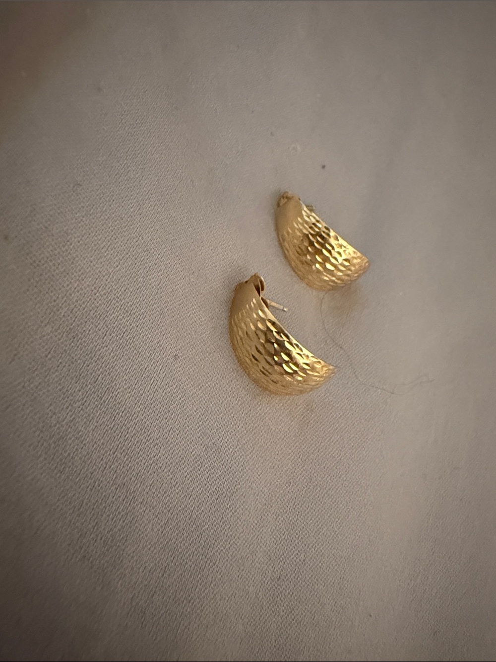 Gold Textured Half-Hoop Earrings - Women Jewelry